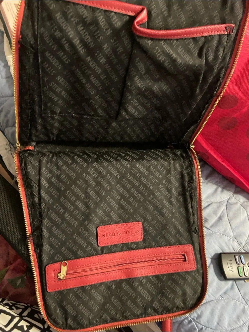 STEVE MADDEN Red Berry Faux Leather Zip-Around BMARINO Backpack *ALTERED